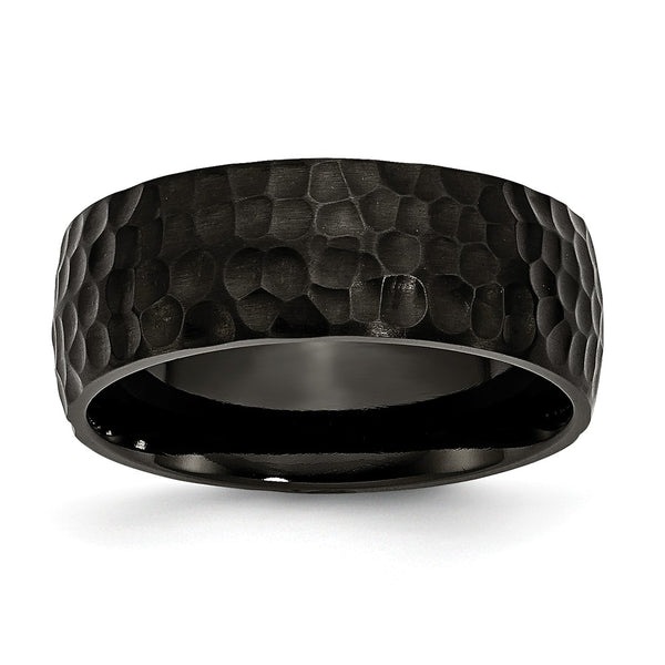 Stainless Steel Black IP-plated Hammered 8mm Band