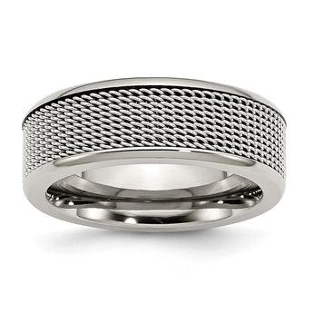 Stainless Steel Base with Steel Mesh Center 8mm Band