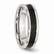 Stainless Steel Polished w/ Black Carbon Fiber Inlay 6mm Band