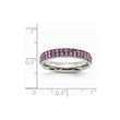 Stainless Steel 4mm Polished Light Purple Crystal Ring