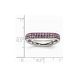 Stainless Steel 4mm Polished Light Purple Crystal Wavy Ring