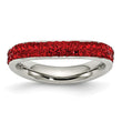 Stainless Steel 4mm Polished Red Crystal Ring