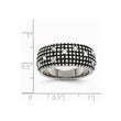 Stainless Steel Crystal Antiqued Ring