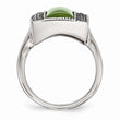 Stainless Steel Simulated Jade Antiqued Rectangular Ring