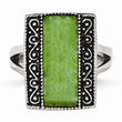 Stainless Steel Dyed Jade Antiqued Rectangular Ring