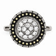 Stainless Steel CZ with Yellow IP-plated Accent Antiqued Ring