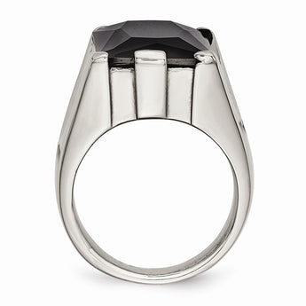 Stainless Steel Black CZ Polished Ring