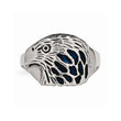 Stainless Steel Polished Blue Enamel Eagle Ring