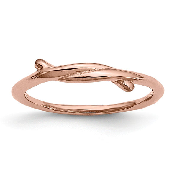 Stainless Steel Polished Pink IP-plated Twisted Ring