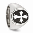 Stainless Steel Enameled Cross Polished Ring