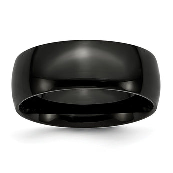 Stainless Steel 8mm Black IP-plated Polished Band