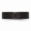 Stainless Steel 6mm Black IP-plated Grooved Brushed/Polished Band
