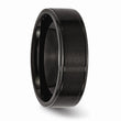 Stainless Steel 7mm Black IP-plated Grooved Brushed/Polished Band