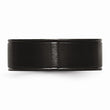 Stainless Steel 8mm Black IP-plated Grooved Brushed/Polished Band