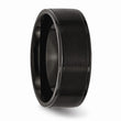 Stainless Steel 8mm Black IP-plated Grooved Brushed/Polished Band