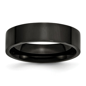 Stainless Steel 6mm Black IP-plated Polished Flat Band