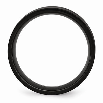 Stainless Steel 8mm Black IP-plated Polished Flat Band