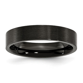 Stainless Steel 5mm Black IP-plated Brushed Flat Band