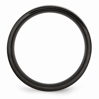 Stainless Steel 6mm Black IP-plated Brushed Flat Band - Birthstone Company