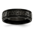 Stainless Steel 7mm Black IP-plated Hammered and Polished Band