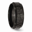 Stainless Steel 8mm Black IP-plated Hammered/Polished Beveled Edge Band