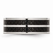 Stainless Steel 8mm Double Row Black Carbon Fiber Inlay Polished Band