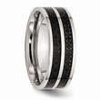 Stainless Steel 8mm Double Row Black Carbon Fiber Inlay Polished Band