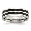 Stainless Steel 6mm Double Row Black Carbon Fiber Inlay Polished Band