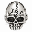 Stainless Steel Polished and Antiqued Skull Ring