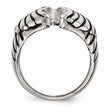 Stainless Steel Polished and Antiqued Wings Ring - Birthstone Company