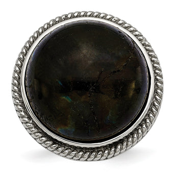 Stainless Steel Polished Labradorite Textured Ring