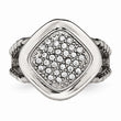 Stainless Steel Polished CZ Square Ring