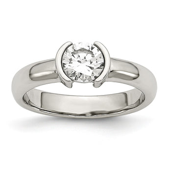 Stainless Steel Polished CZ Ring