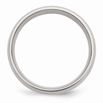 Stainless Steel Sterling Silver Inlay 6mm Polished Band