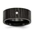 Stainless Steel Brushed/Polished Black IP-plated w/CZ Ring