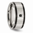 Stainless Steel Brushed/Polished Black IP-plated w/Black CZ Ring