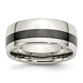 Stainless Steel Polished Black Ceramic Inlay 9.00mm Band