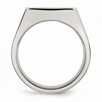 Stainless Steel Polished and Brushed Signet Ring