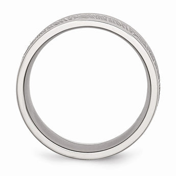 Stainless Steel Polished 9mm Textured Rounded Edge Ring