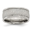 Stainless Steel Polished 9mm Textured Rounded Edge Ring