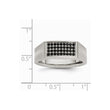 Stainless Steel Polished and Brushed Black CZ Ring