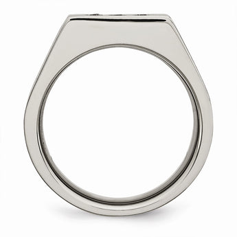 Stainless Steel Brushed Black IP-plated CZs Ring