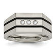 Stainless Steel Brushed Black IP-plated CZs Ring