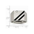 Stainless Steel Brushed Black IP-plated CZ Ring