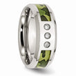 Stainless Steel Polished Camouflage Diamond Band