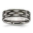 Stainless Steel Polished Black IP-plated 8mm Grooved Ring