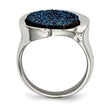 Stainless Steel Polished with Blue Druzy Stone Ring