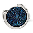 Stainless Steel Polished with Blue Druzy Stone Ring