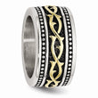 Stainless Steel Antiqued and Yellow IP-plated 13.25mm Ring
