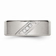 Stainless Steel Polished and Brushed CZ 8mm Beveled Edge Band